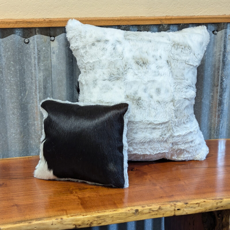 Black & White Hair On Hide & Faux Fur Pillow - Image 2
