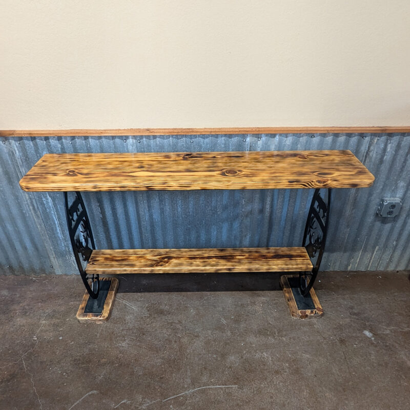 Burnt Pine With Hunting Base Console Table<br><br><b>$999 - Add To Cart For Shipping Quote - Image 4