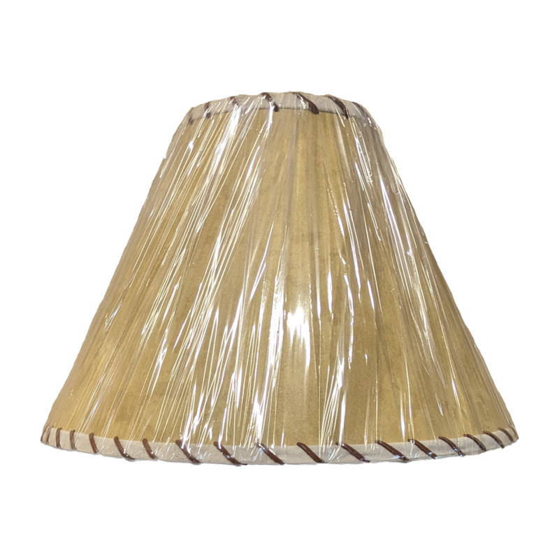 Faux Rawhide With White Trim &  Leather Lacing Lamp Shade