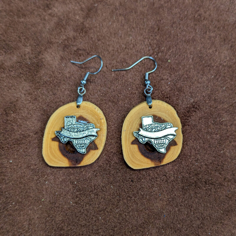 Juniper Wood Texas Cities Earrings
