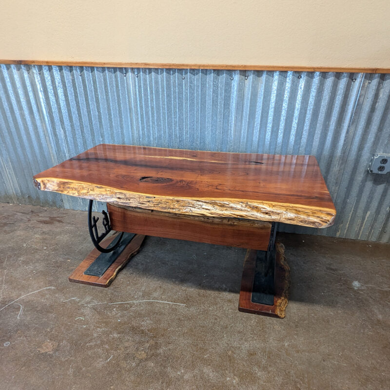Live Edge Mesquite Praying Cowboy & Horse Coffee Table<br><br><b>$3249 - Add To Cart For Shipping Quote</b> - Image 3