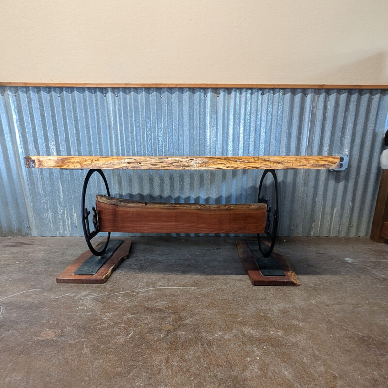 Live Edge Mesquite Praying Cowboy & Horse Coffee Table<br><br><b>$3249 - Add To Cart For Shipping Quote</b> - Image 4