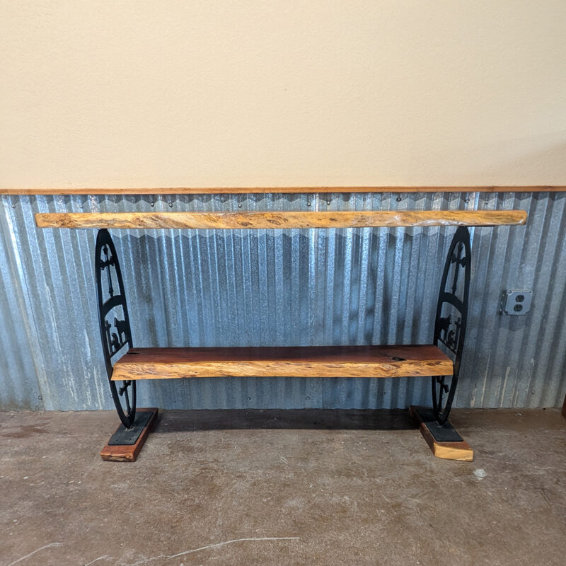 Live Edge Mesquite Praying Cowboy & Horse Console Table<br><br><b>$2249 – Add To Cart For Shipping Quote</b> - Image 5