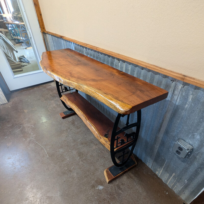 Live Edge Mesquite Praying Cowboy & Horse Console Table<br><br><b>$2249 – Add To Cart For Shipping Quote</b> - Image 3