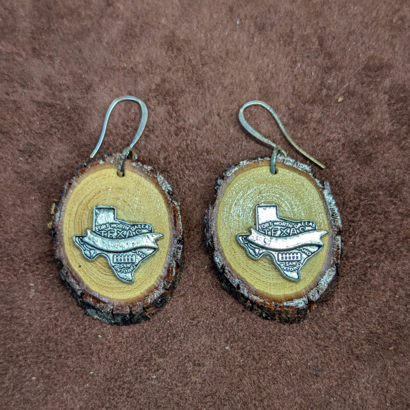 Mesquite Wood Texas Cities Earrings