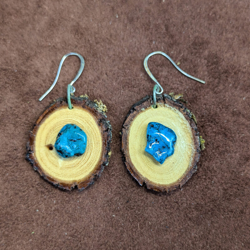 Mesquite Wood & Turquoise Nugget Earrings