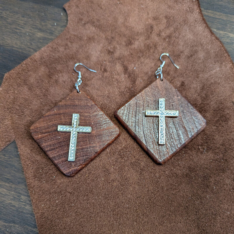 Mesquite Diamond Rhinestone Cross Earrings