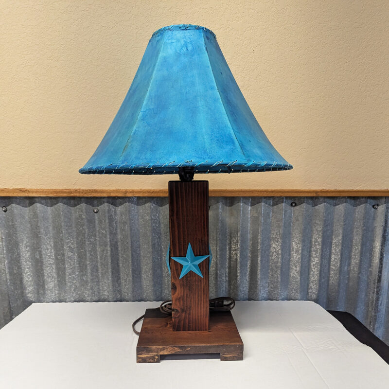 Red Mahogany Pine Lamp With Turquoise Star Concho