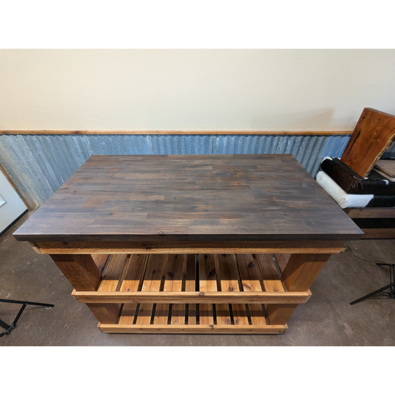 Rough Western Cedar & Acacia Wood Butcher Block Rolling Table <br><br><b>$749 – Add To Cart For Shipping Quote</b> - Image 4