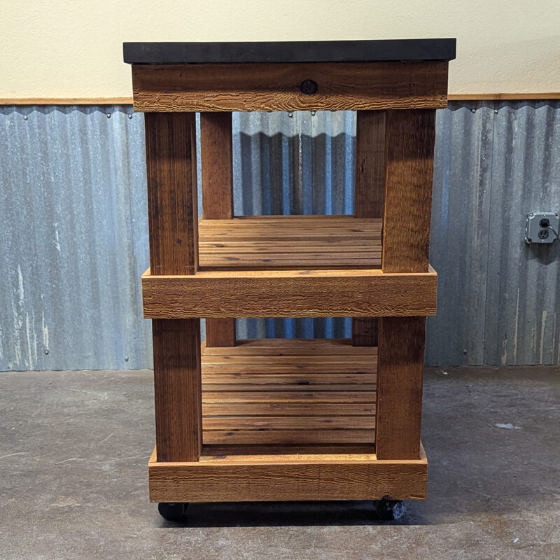 Rough Western Cedar & Acacia Wood Butcher Block Rolling Table <br><br><b>$749 – Add To Cart For Shipping Quote</b> - Image 2