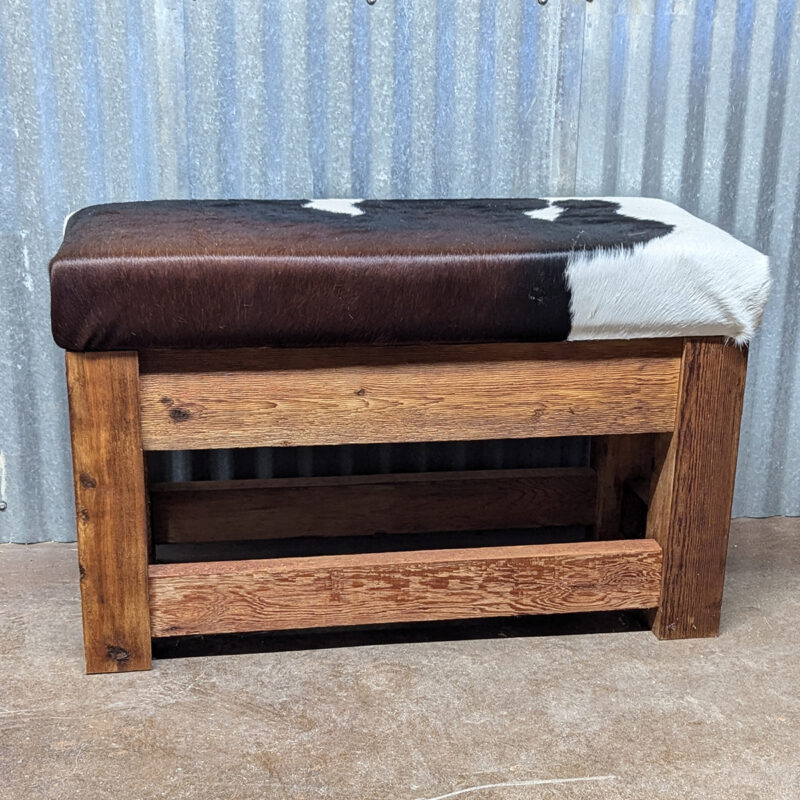 Hair On Hide Rough Western Cedar Bench<br><br><b>$775 – Add To Cart For Shipping Quote</b>