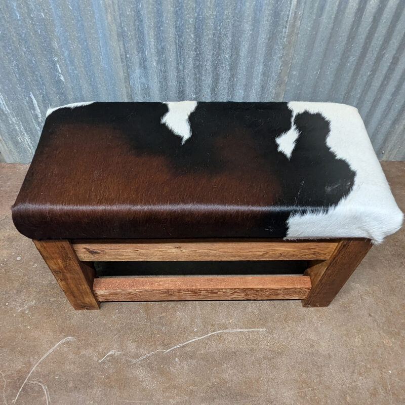 Hair On Hide Rough Western Cedar Bench<br><br><b>$775 – Add To Cart For Shipping Quote</b> - Image 2