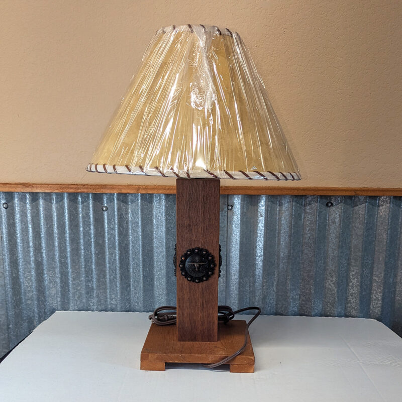 Western Cedar Lamp With Texas Longhorn Concho