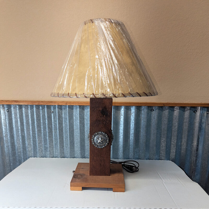Western Cedar Lamp With Texas Star Concho
