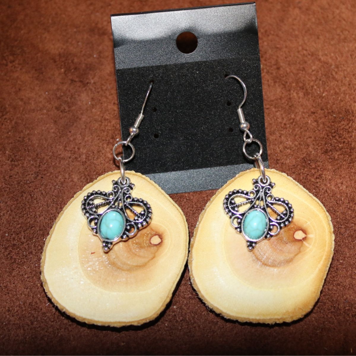 Chinaberry Faux Turquoise Filagree Earrings