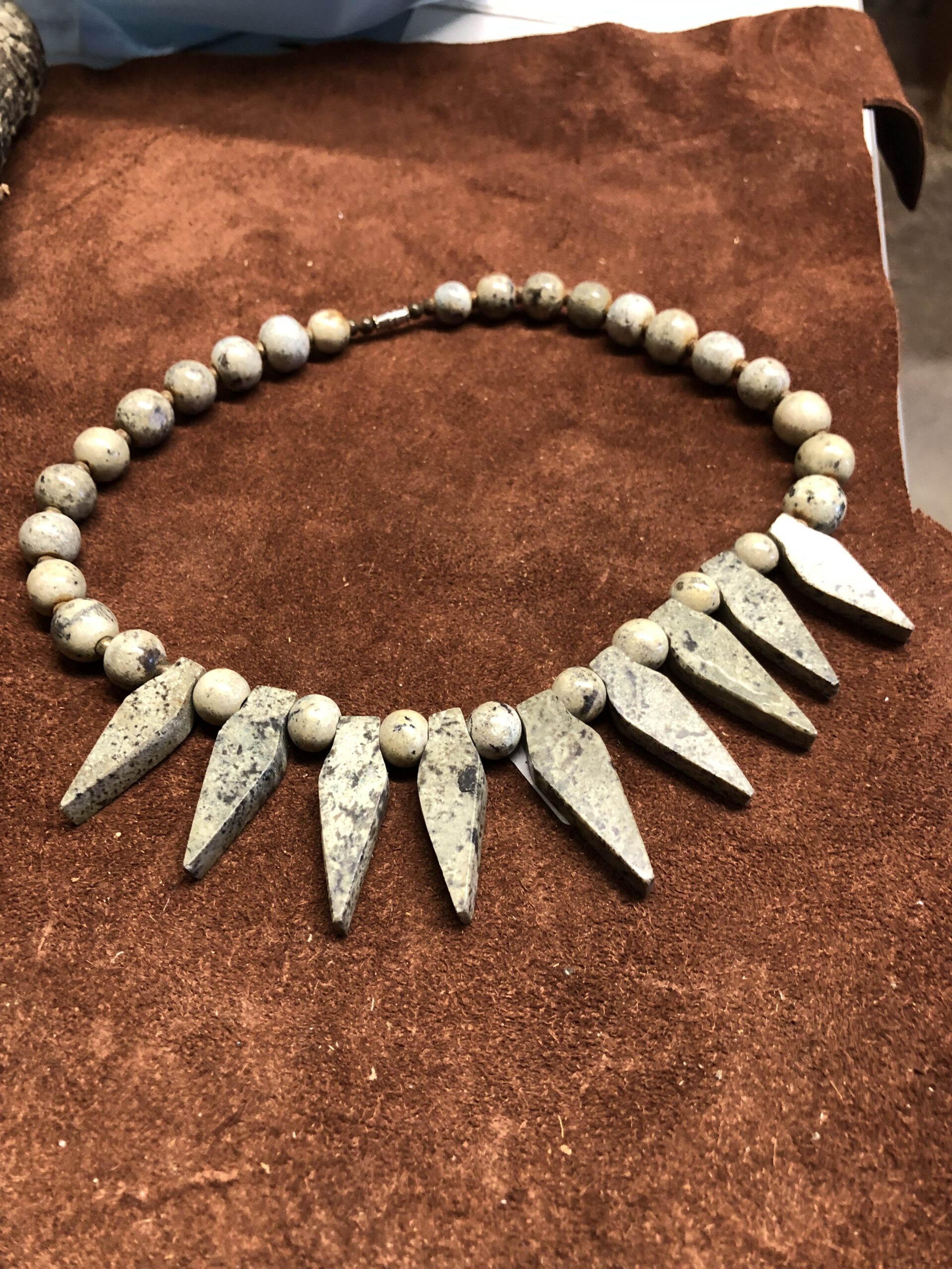Picasso Jasper bead necklace with arrowhead accents