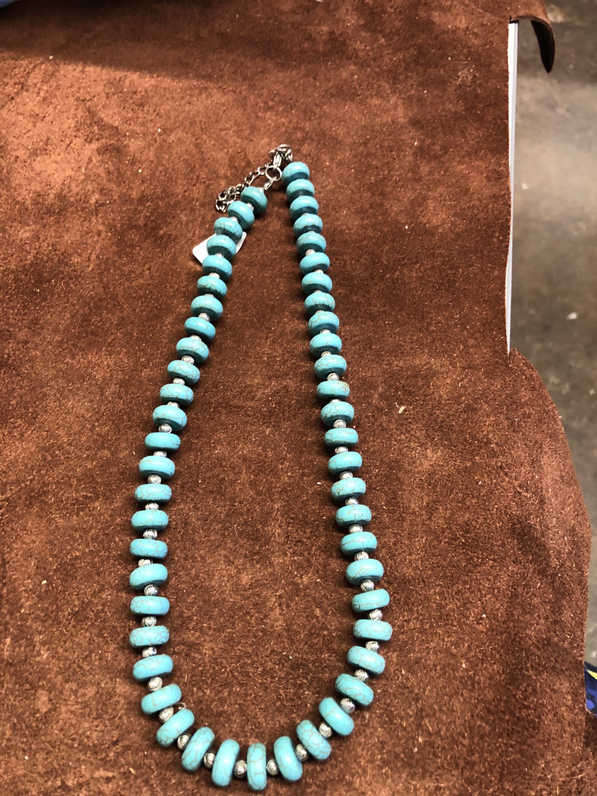 Faux Turquoise necklace with Silver Bead Spacers
