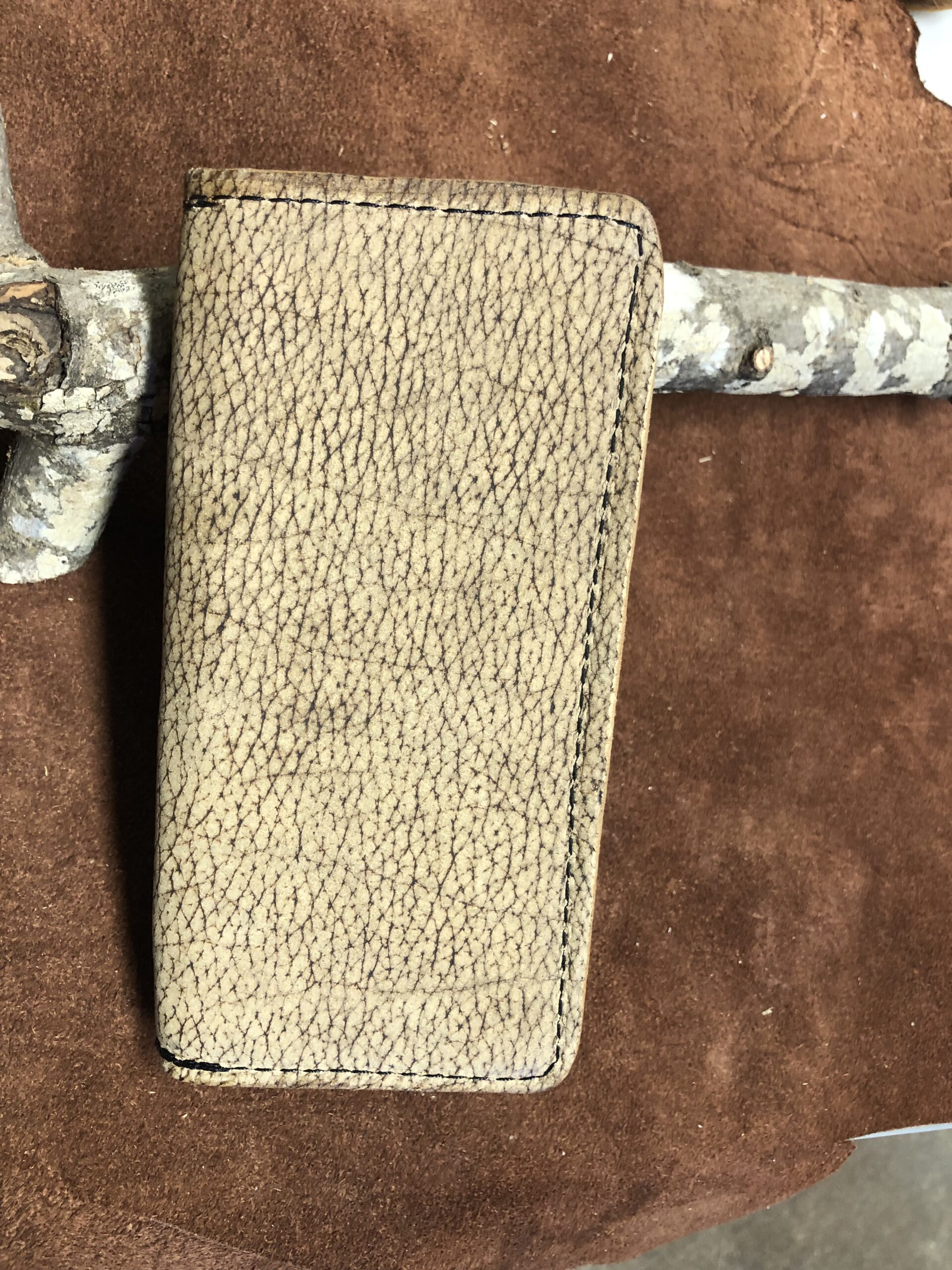 Real Bison Hide Wallet with Black Stitching